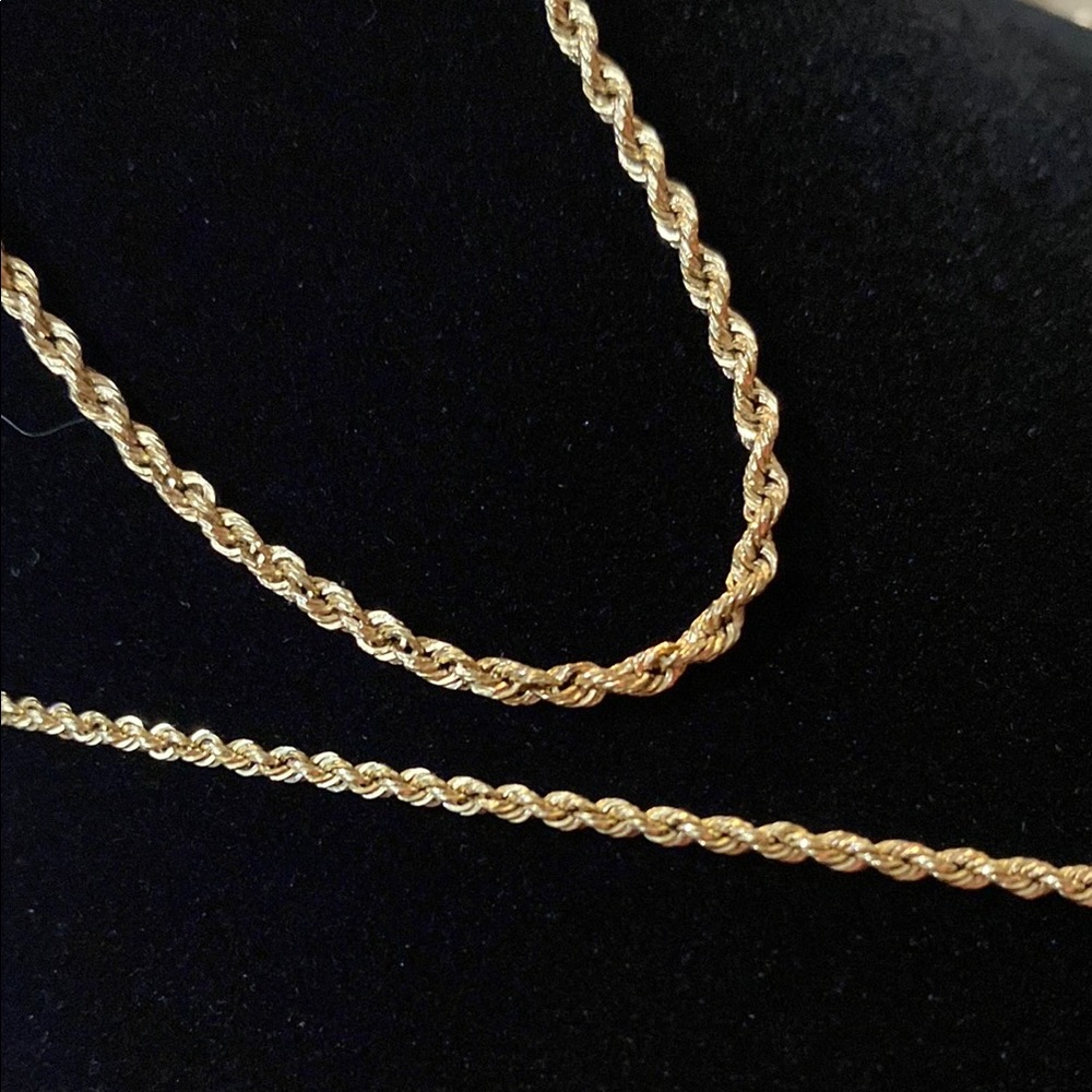 Elegant 10k Solid Gold Rope Necklace Set - image 7